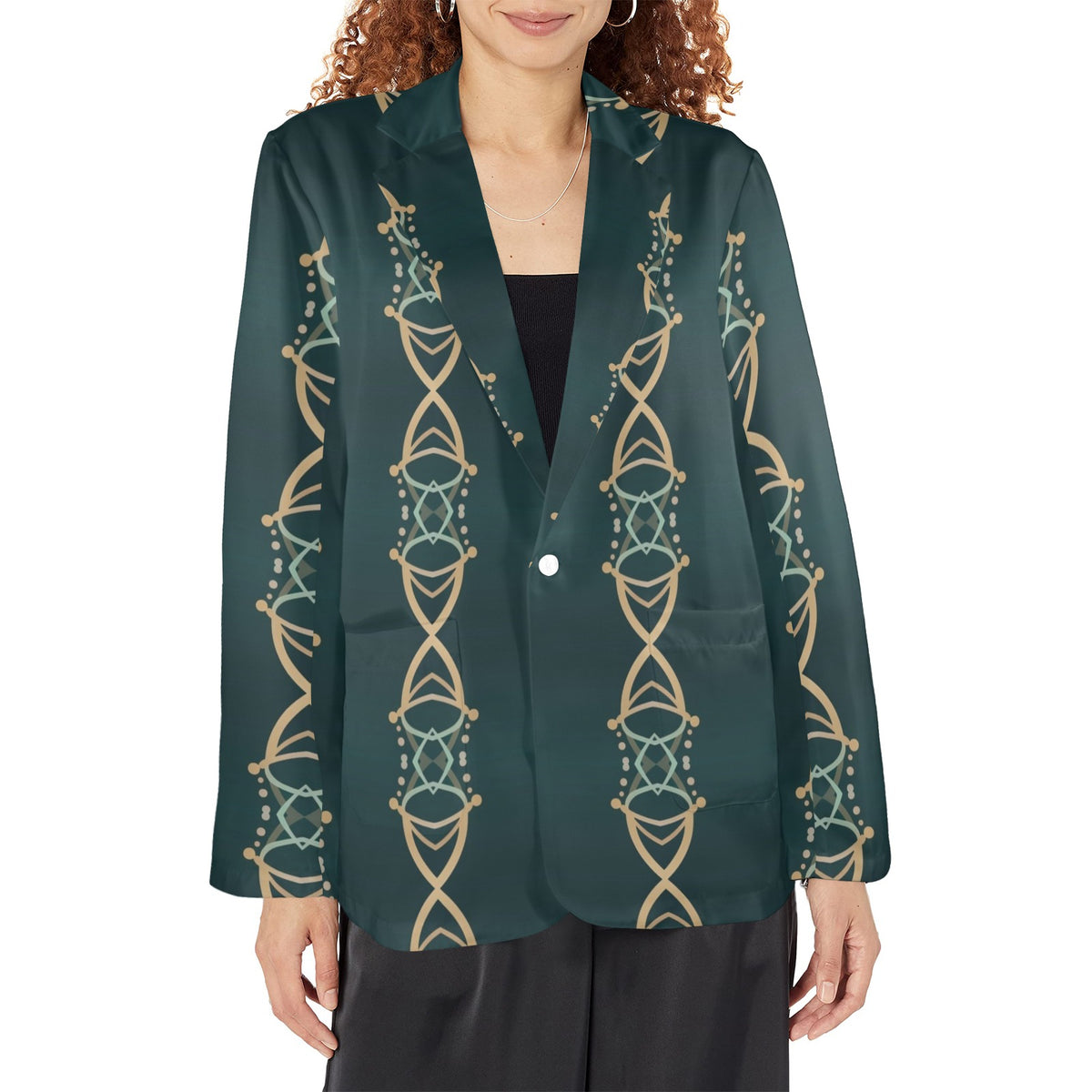 Women's Designer Blazer - Seamless Abstract Pattern (Model H64) - Shopzeedeey