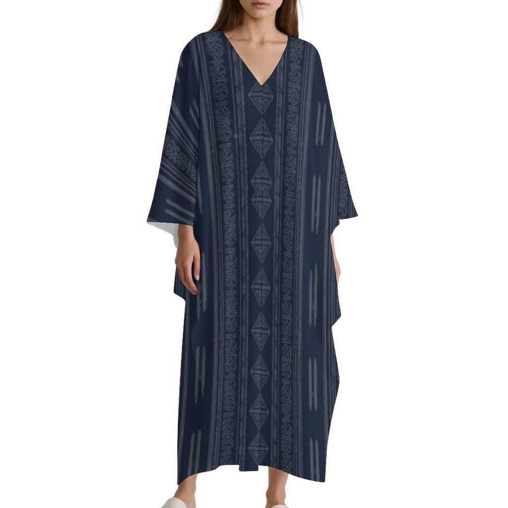 Kaftan V-Neck Design Dress for Effortless Style - Shopzeedeey