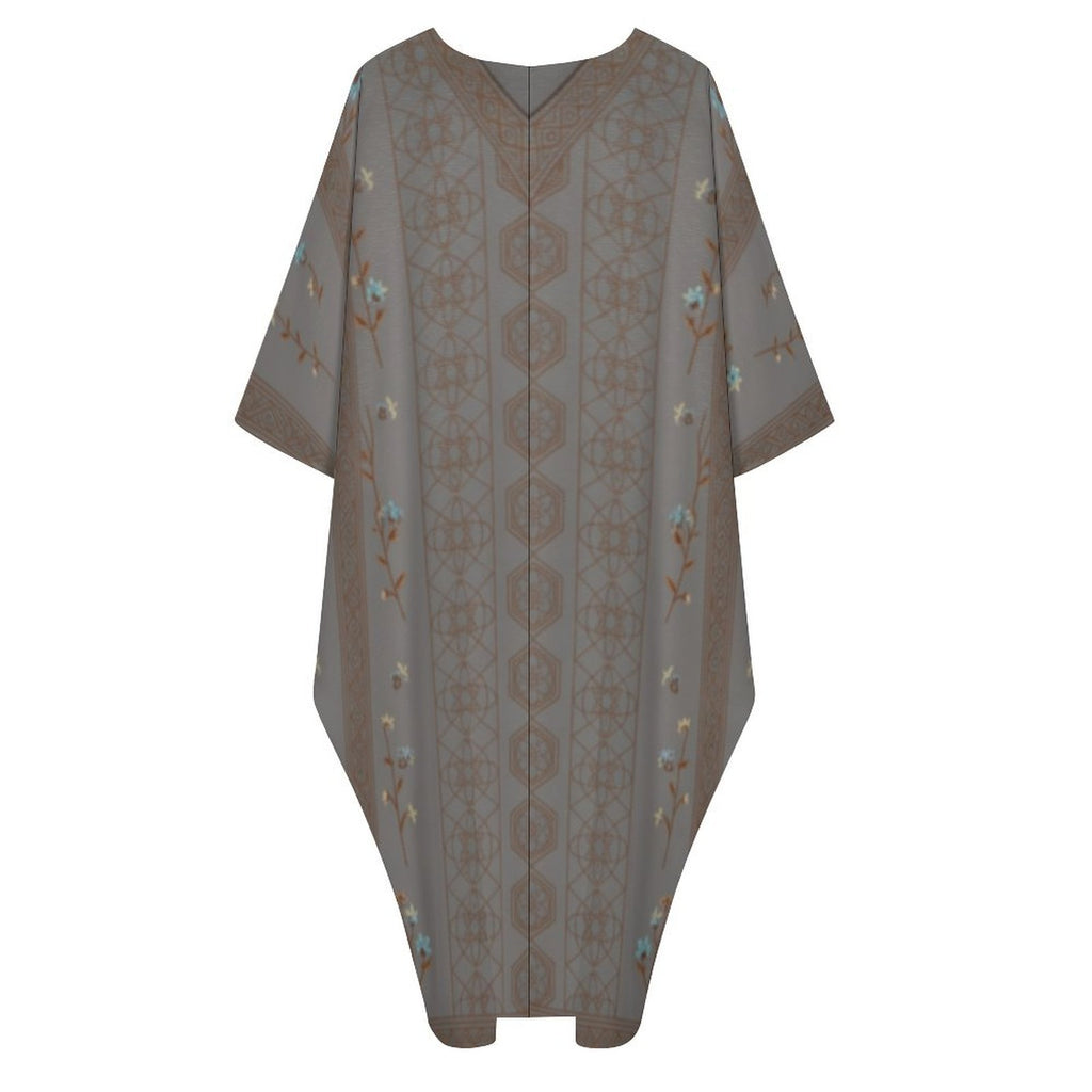 Kaftan Dress - Elegant Design V-Neck Kaftan Dress - Shopzeedeey