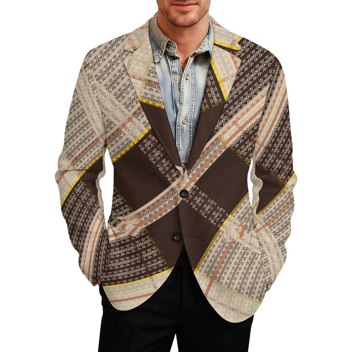 Men's Designer Blazer - All Over Print Style for Every Occasion - Shopzeedeey