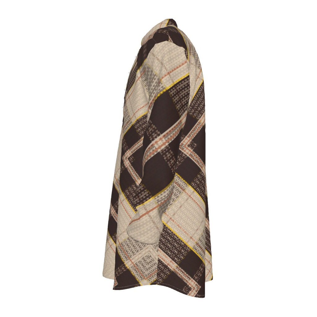 Stylish Kurta: All-Over Print Men's Stand-up Collar Long Shirt - Shopzeedeey
