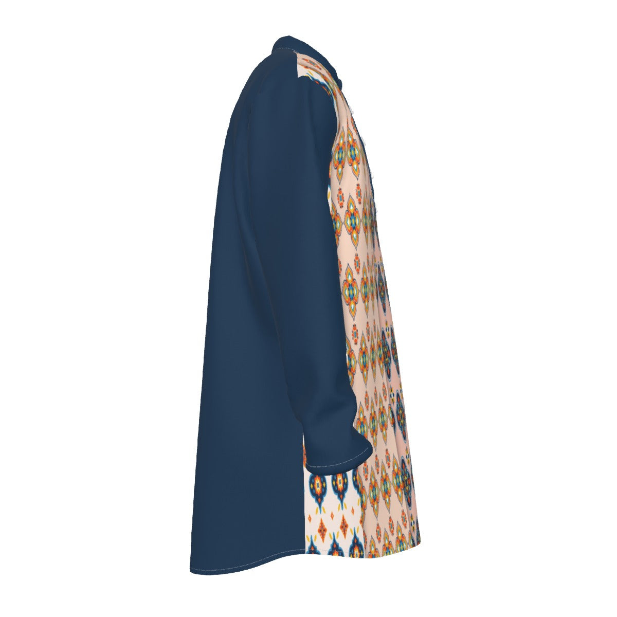 Stylish All-Over Print Men's Kurta with Stand-up Collar - Shopzeedeey