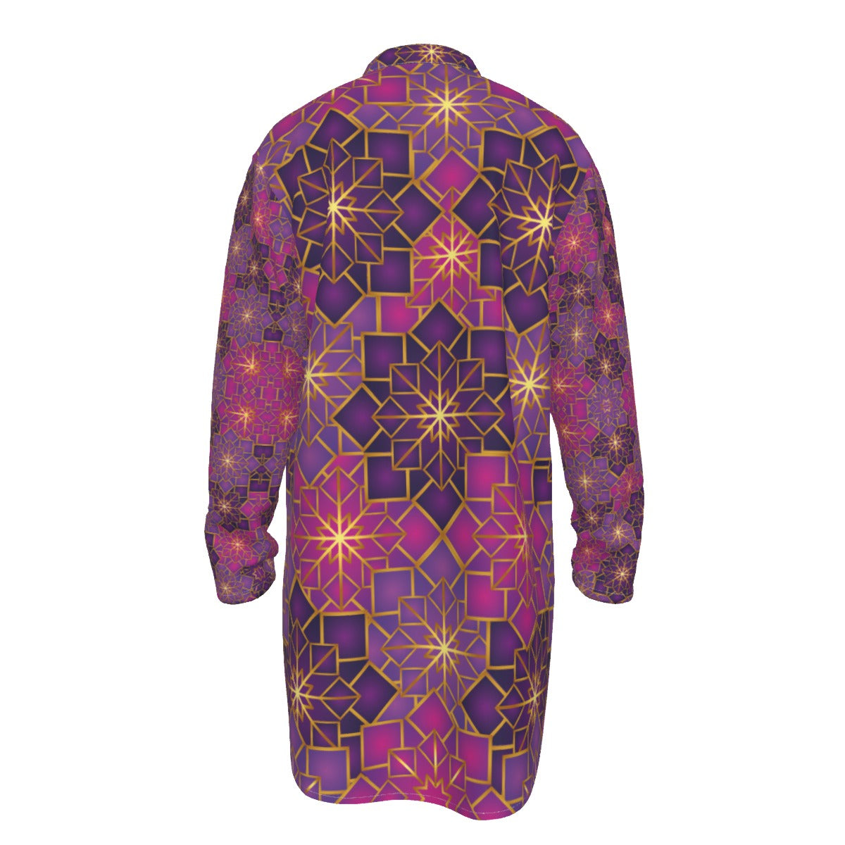 Kurta - All-Over Print Men's Stand-up Collar Long Shirt - Shopzeedeey