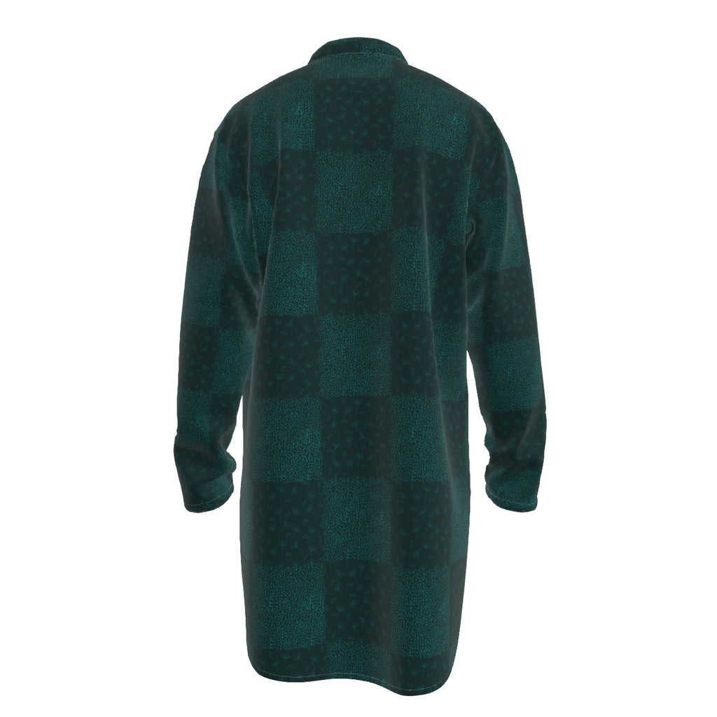 Kurta - All-Over Print Men's Stand-up Collar Long Shirt - Shopzeedeey