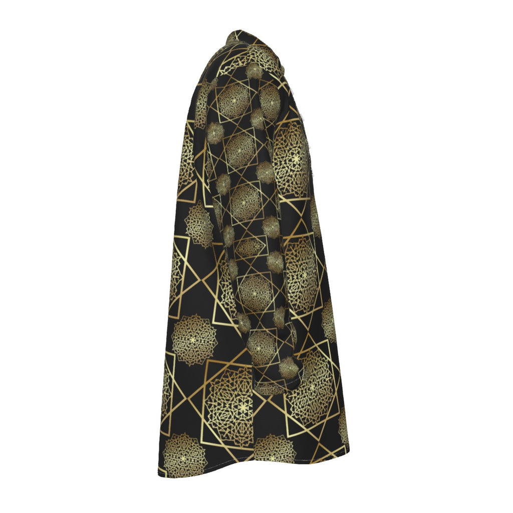 Kurta - All-Over Print Men's Stand-up Collar Long Shirt