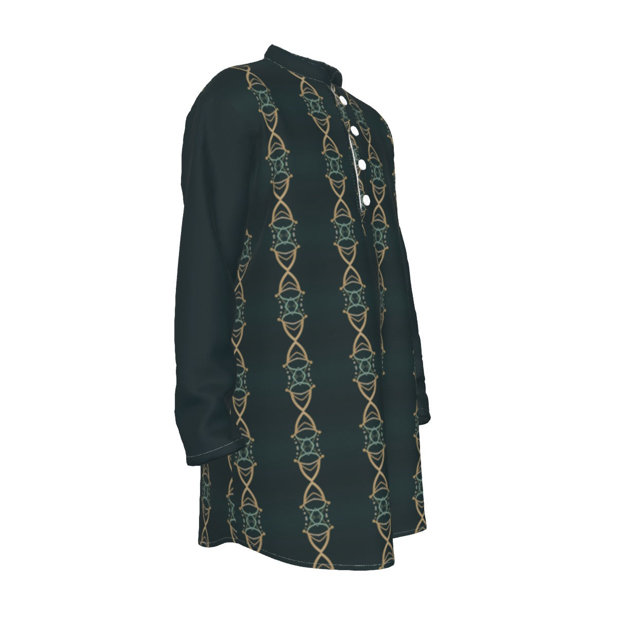 Kurta - All-Over Print Men's Stand-up Collar Long Shirt - Shopzeedeey