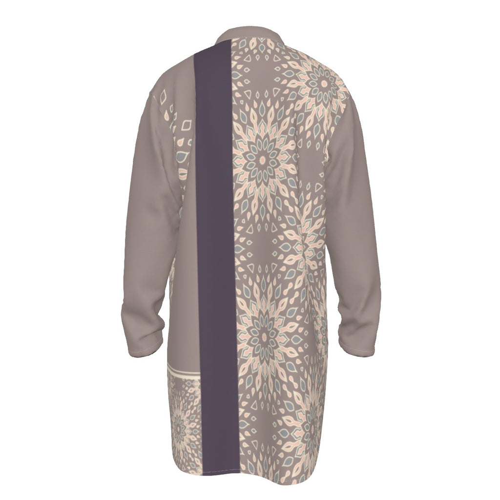 Kurta - All-Over Print Men's Stand-up Collar Long Shirt - Shopzeedeey