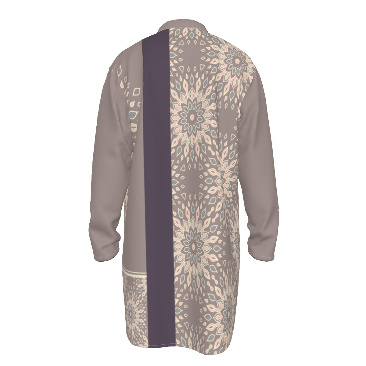 Kurta - All-Over Print Men's Stand-up Collar Long Shirt - Shopzeedeey