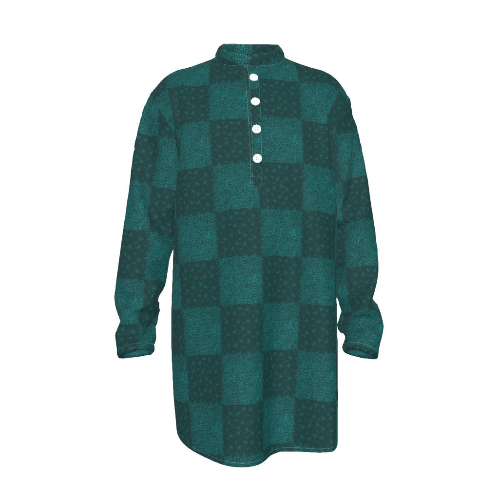 Kurta - All-Over Print Men's Stand-up Collar Long Shirt - Shopzeedeey