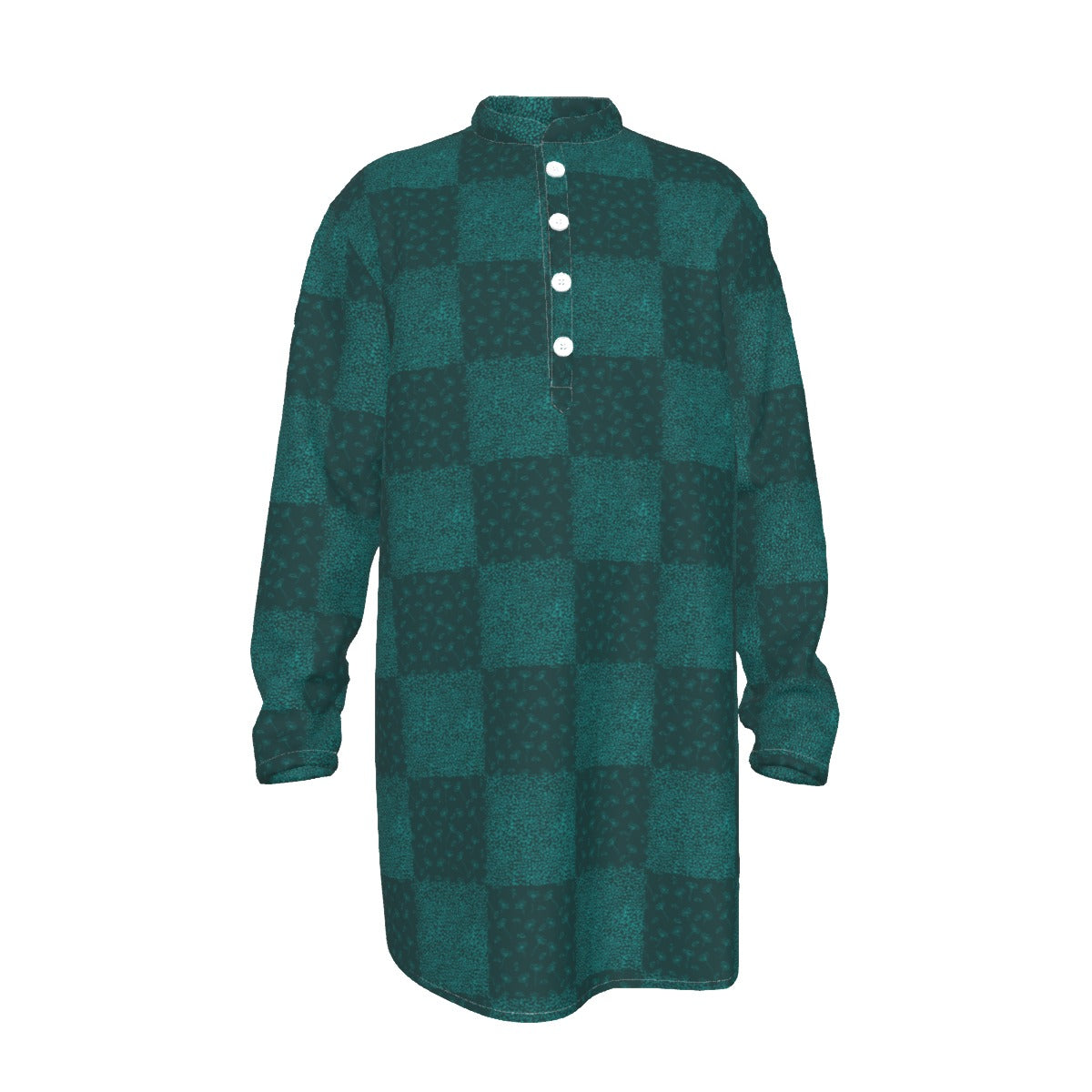 Kurta - All-Over Print Men's Stand-up Collar Long Shirt - Shopzeedeey