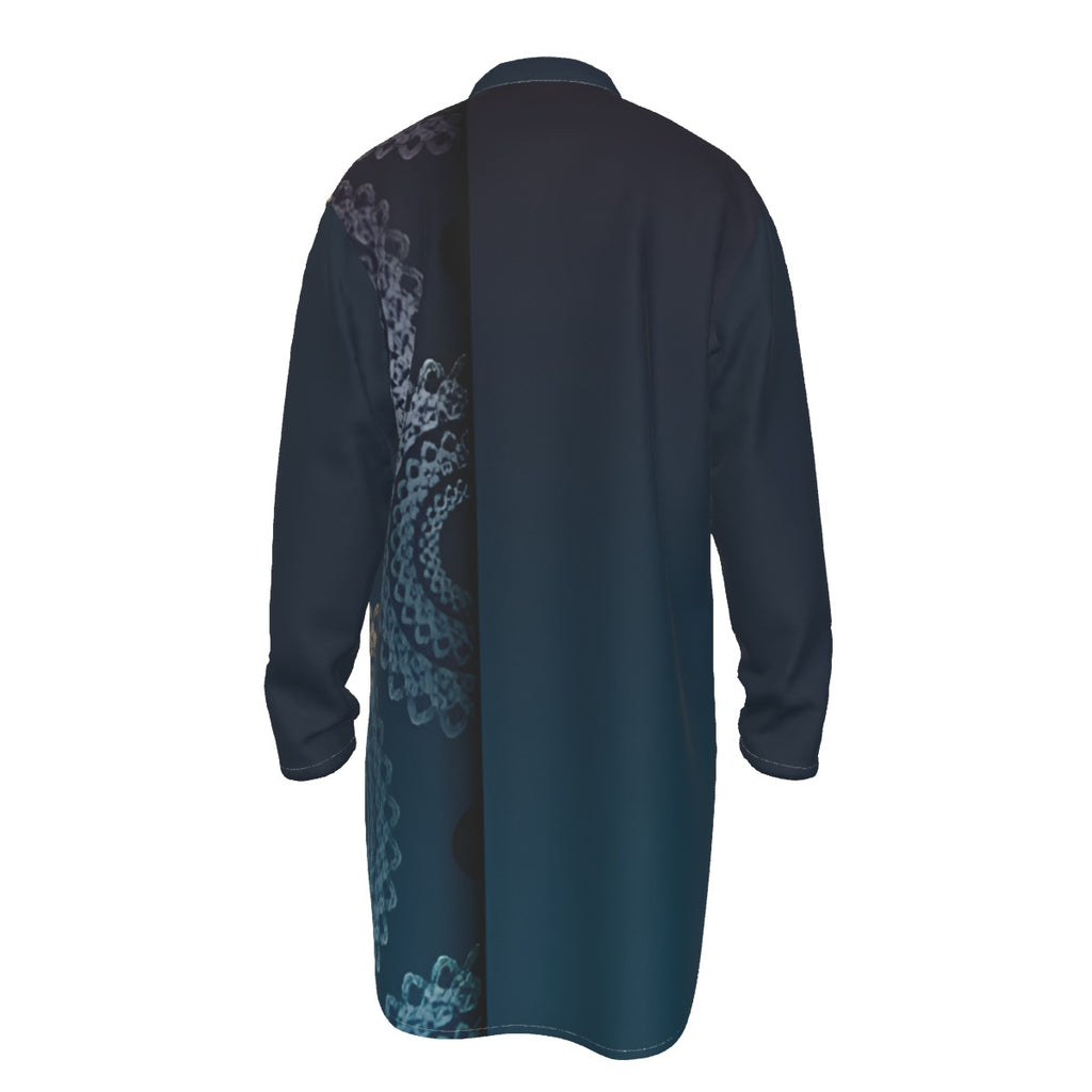 Stylish Kurta for Men: All-Over Print Stand-up Collar Long Shirt - Shopzeedeey