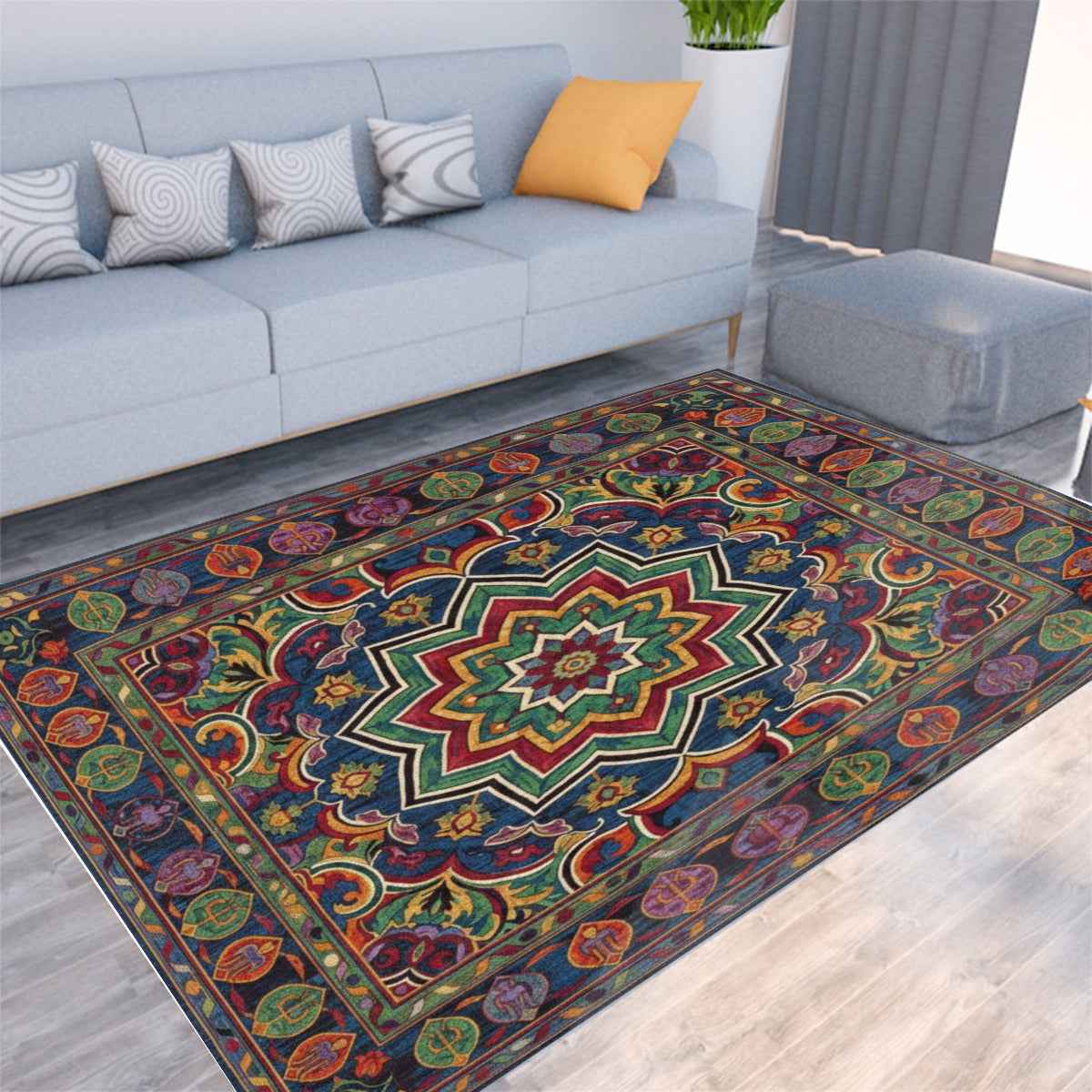Turkish Arabic Carpet - Foldable Rectangular Thickened Floor Mat - Shopzeedeey