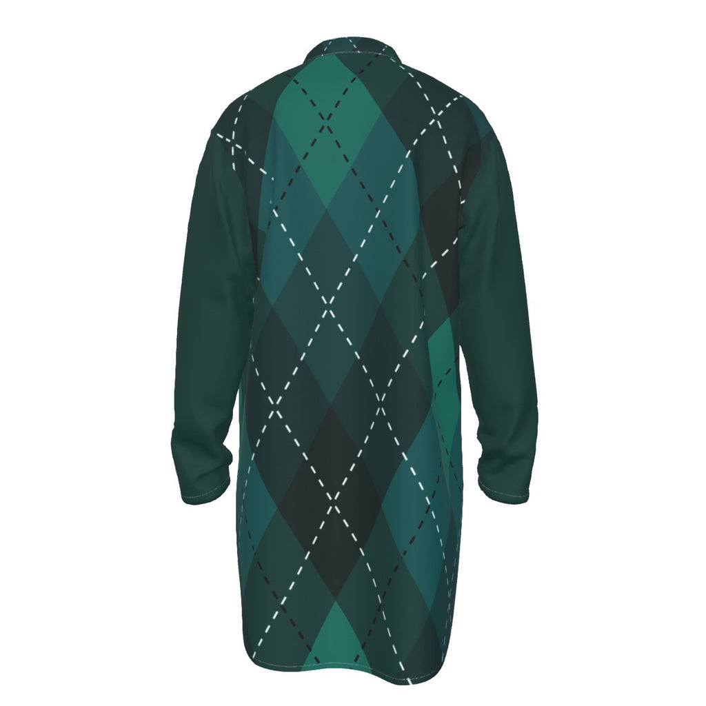 Kurta - All-Over Print Men's Stand-up Collar Long Shirt - Shopzeedeey
