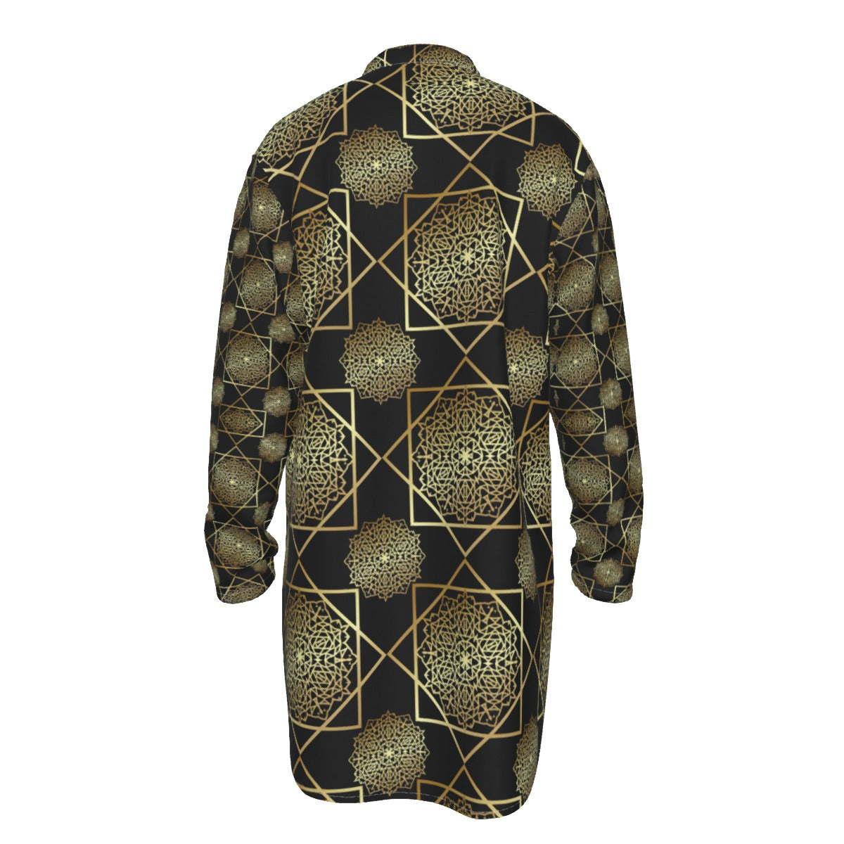 Kurta - All-Over Print Men's Stand-up Collar Long Shirt