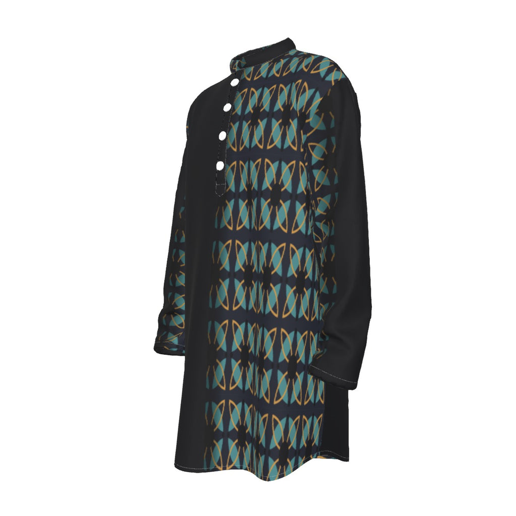 Stylish Kurta for Men - All-Over Print Stand-up Collar Shirt - Shopzeedeey