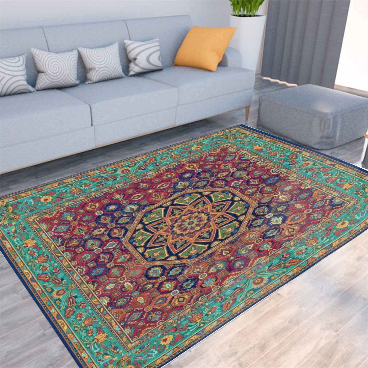 Turkish Arabic Carpet - Foldable Rectangular Thickened Floor Mat - Shopzeedeey