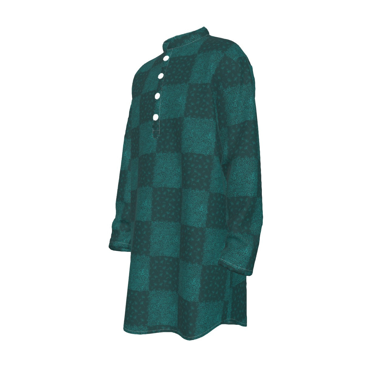 Kurta - All-Over Print Men's Stand-up Collar Long Shirt - Shopzeedeey