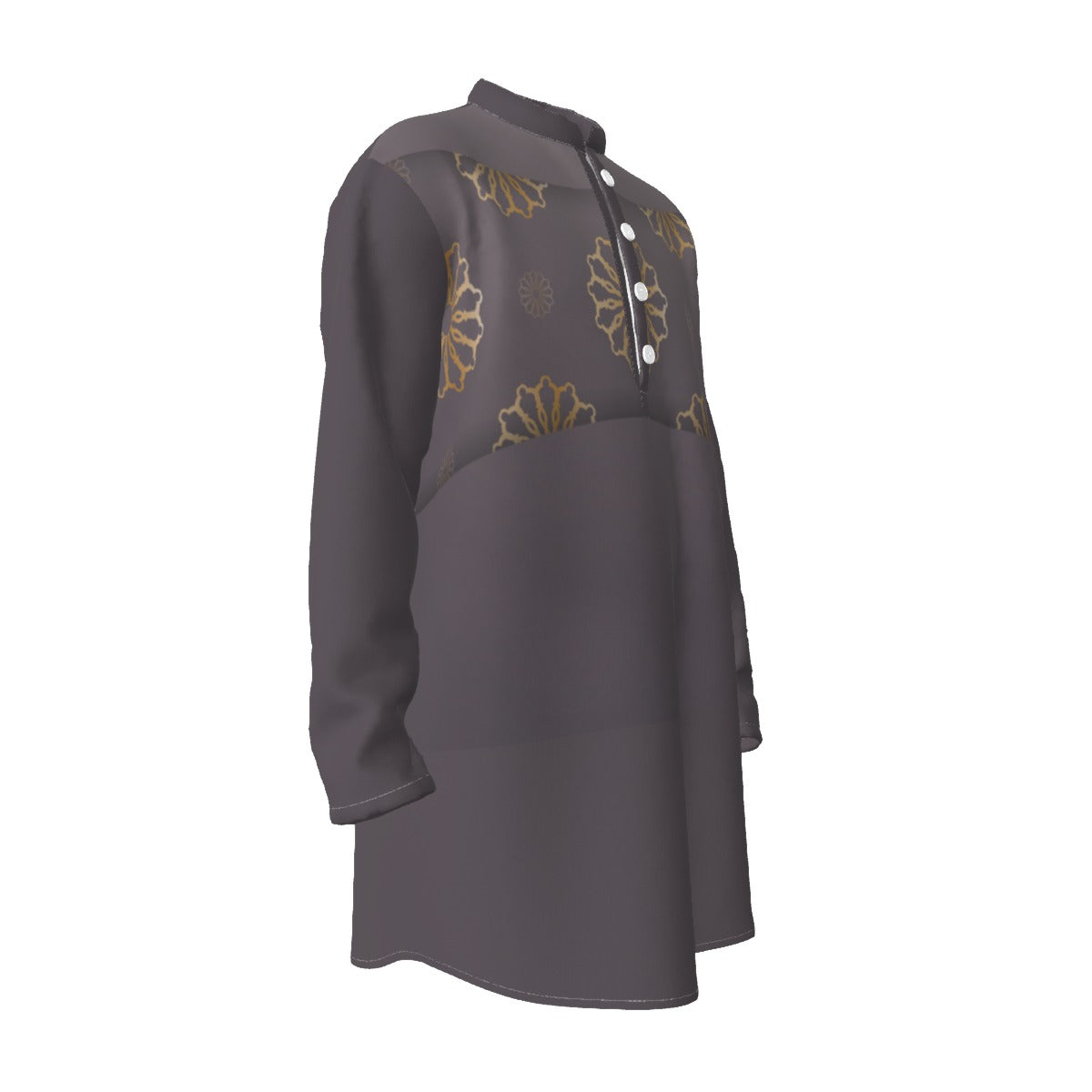Kurta: All-Over Print Men's Stand-up Collar Long Shirt - Shopzeedeey