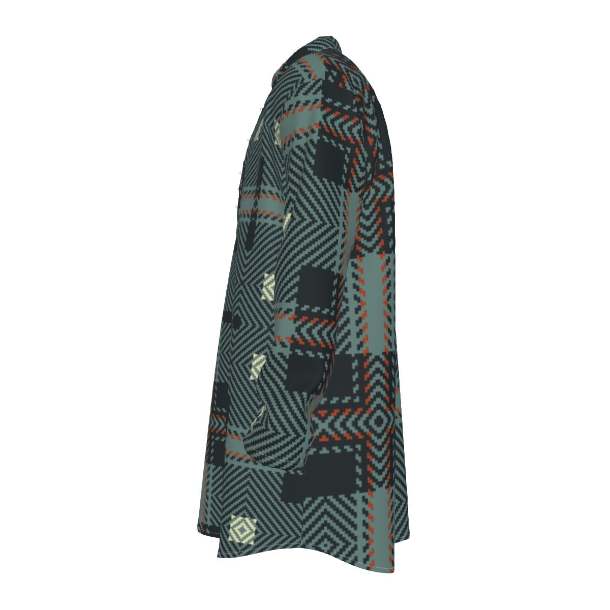 Kurta: All-Over Print Men's Stand-up Collar Long Shirt - Shopzeedeey