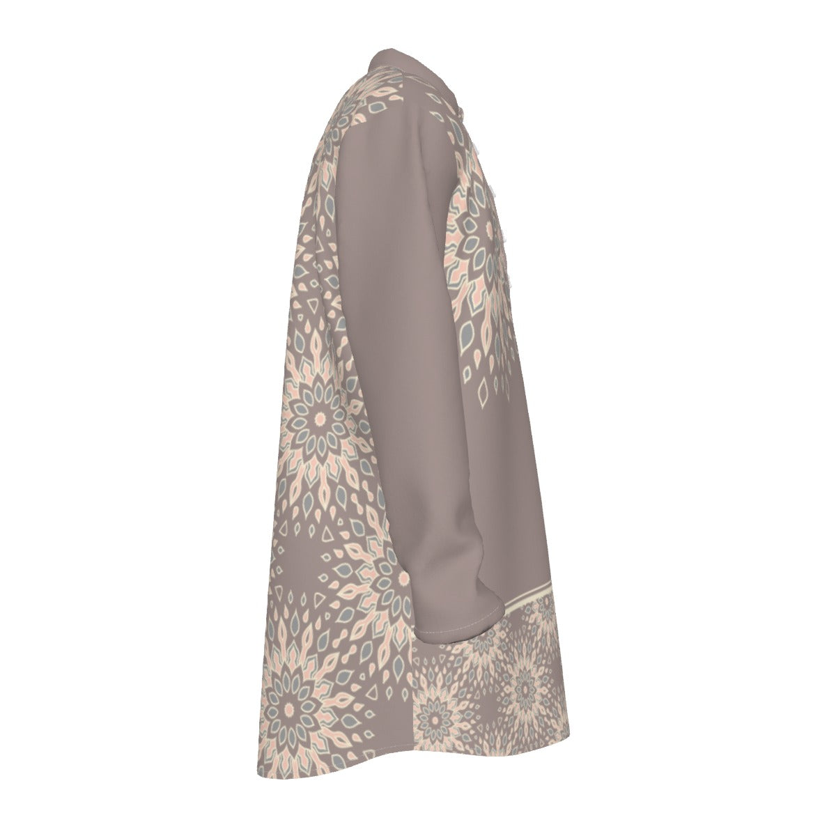 Kurta - All-Over Print Men's Stand-up Collar Long Shirt - Shopzeedeey