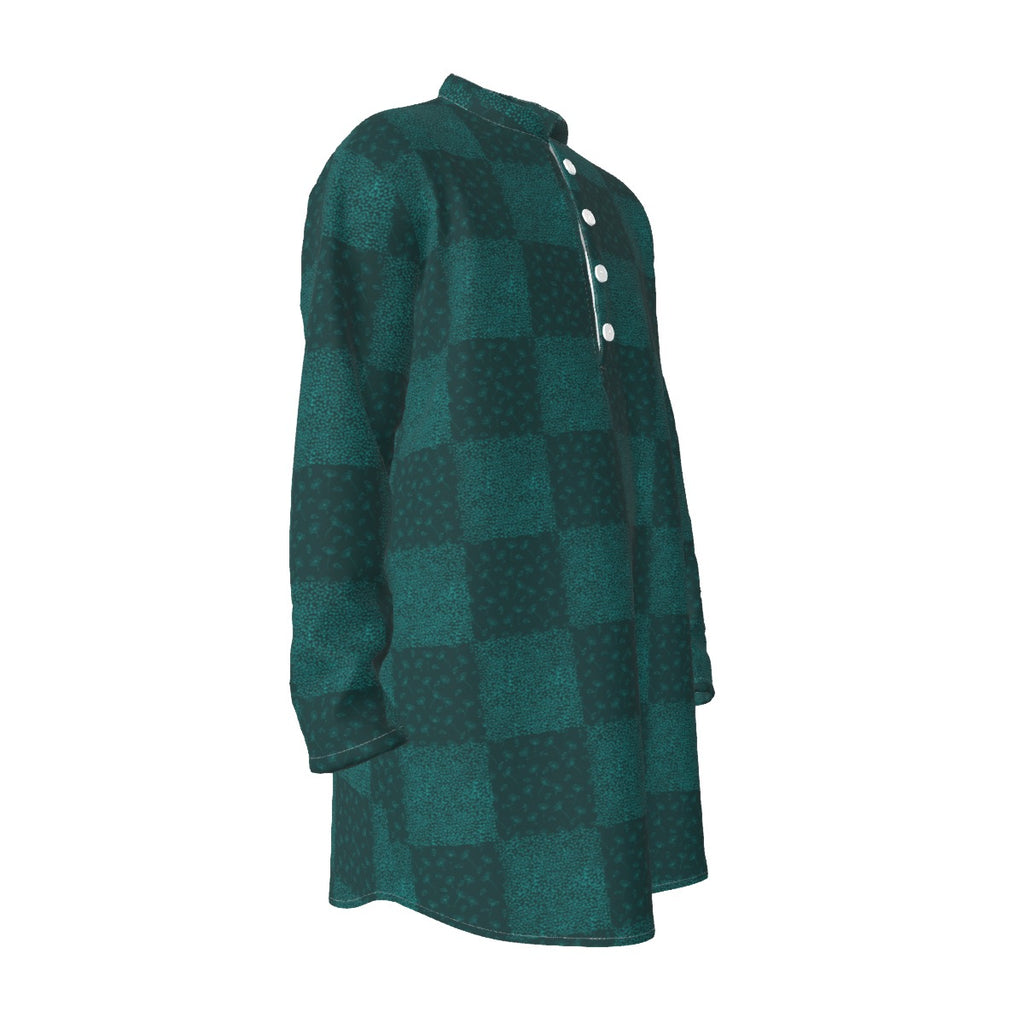 Kurta - All-Over Print Men's Stand-up Collar Long Shirt - Shopzeedeey