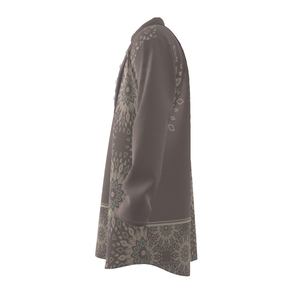 Kurta - All-Over Print Men's Stand-up Collar Long Shirt - Shopzeedeey