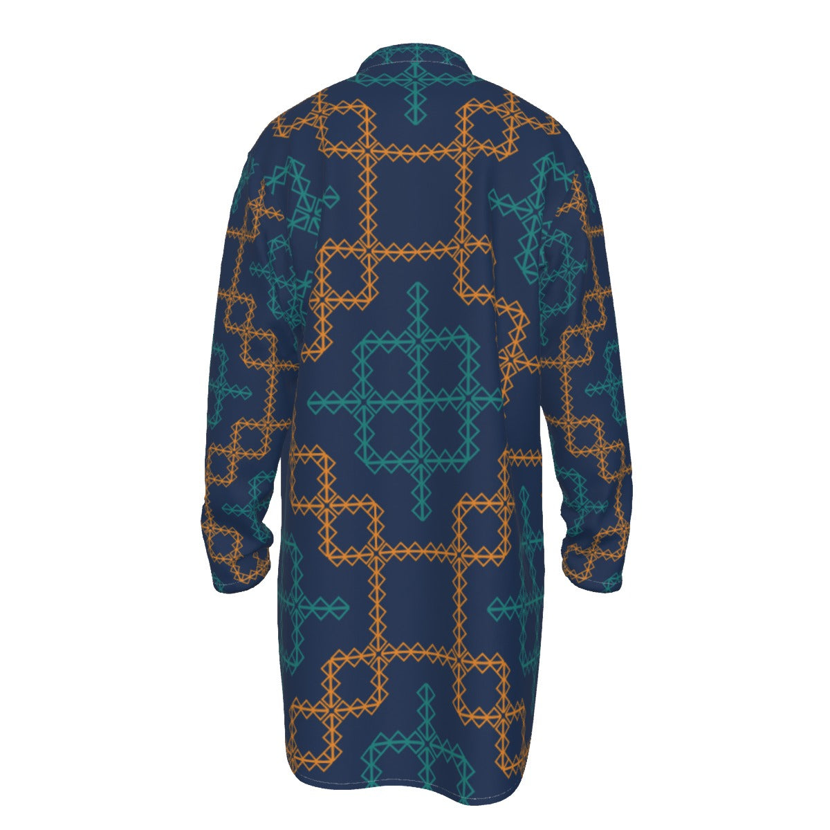 Kurta: All-Over Print Men's Stand-up Collar Long Shirt - Shopzeedeey
