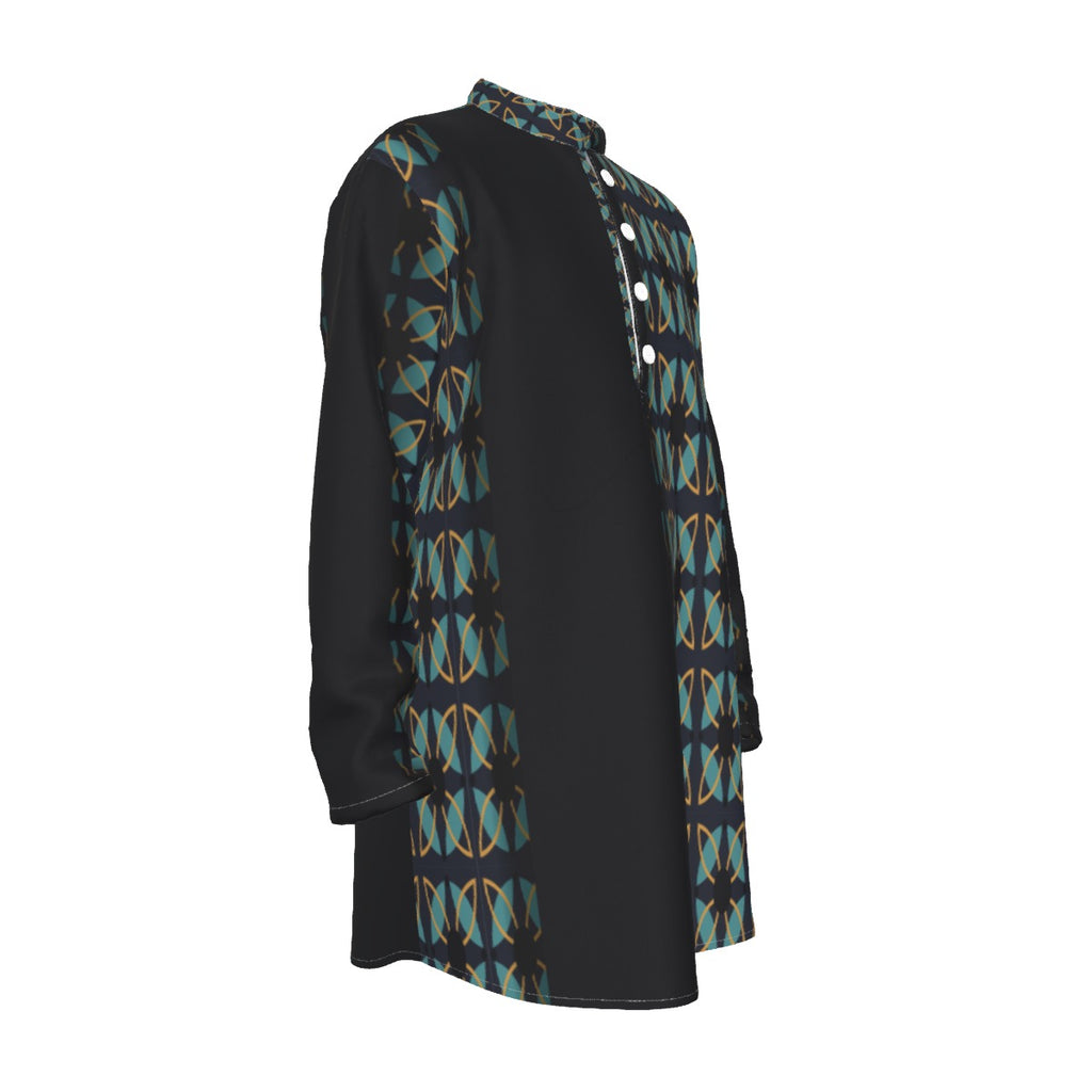 Stylish Kurta for Men - All-Over Print Stand-up Collar Shirt - Shopzeedeey