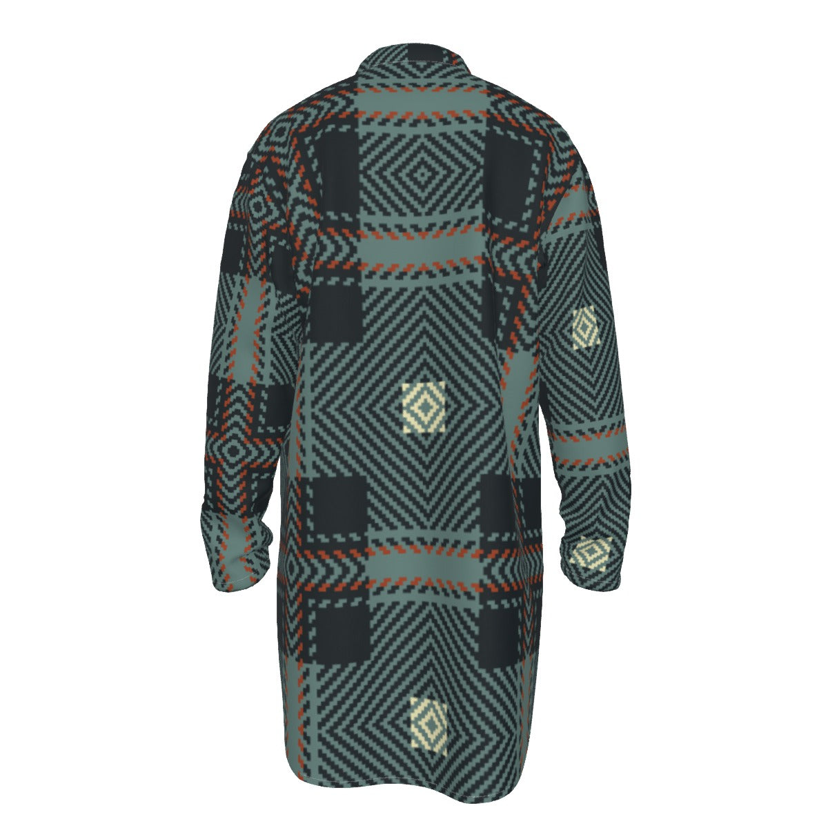 Kurta: All-Over Print Men's Stand-up Collar Long Shirt - Shopzeedeey