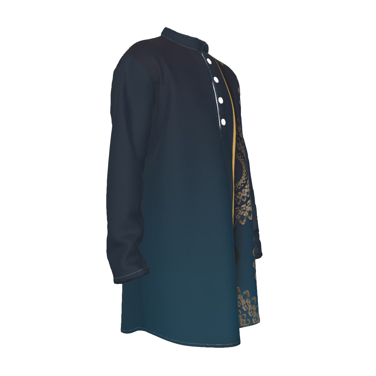Stylish Kurta for Men: All-Over Print Stand-up Collar Long Shirt - Shopzeedeey