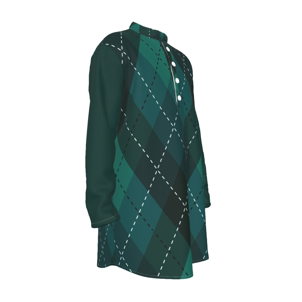 Kurta - All-Over Print Men's Stand-up Collar Long Shirt - Shopzeedeey