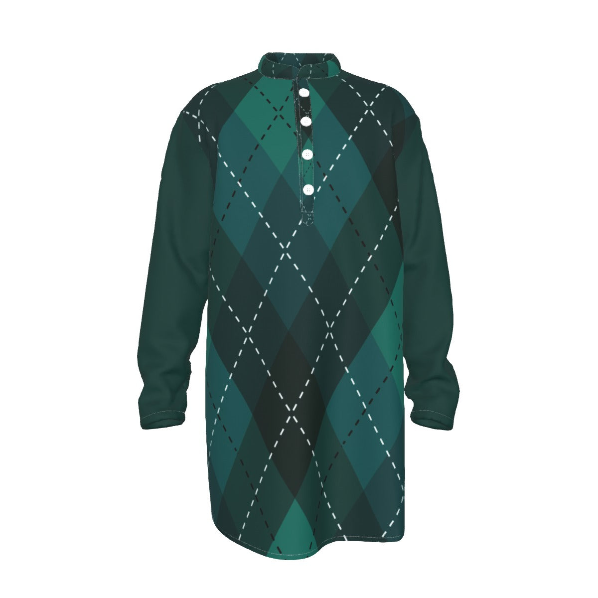 Kurta - All-Over Print Men's Stand-up Collar Long Shirt - Shopzeedeey