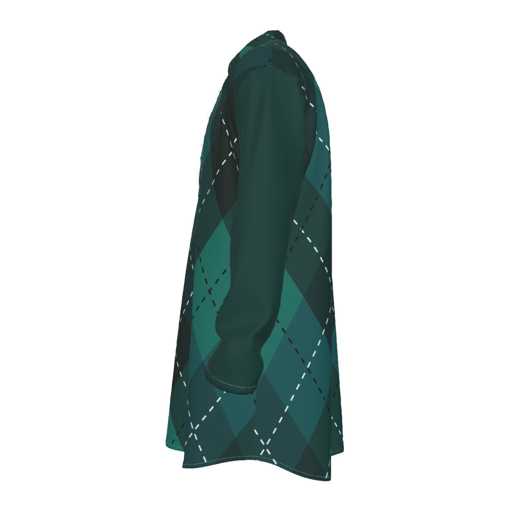 Kurta - All-Over Print Men's Stand-up Collar Long Shirt - Shopzeedeey
