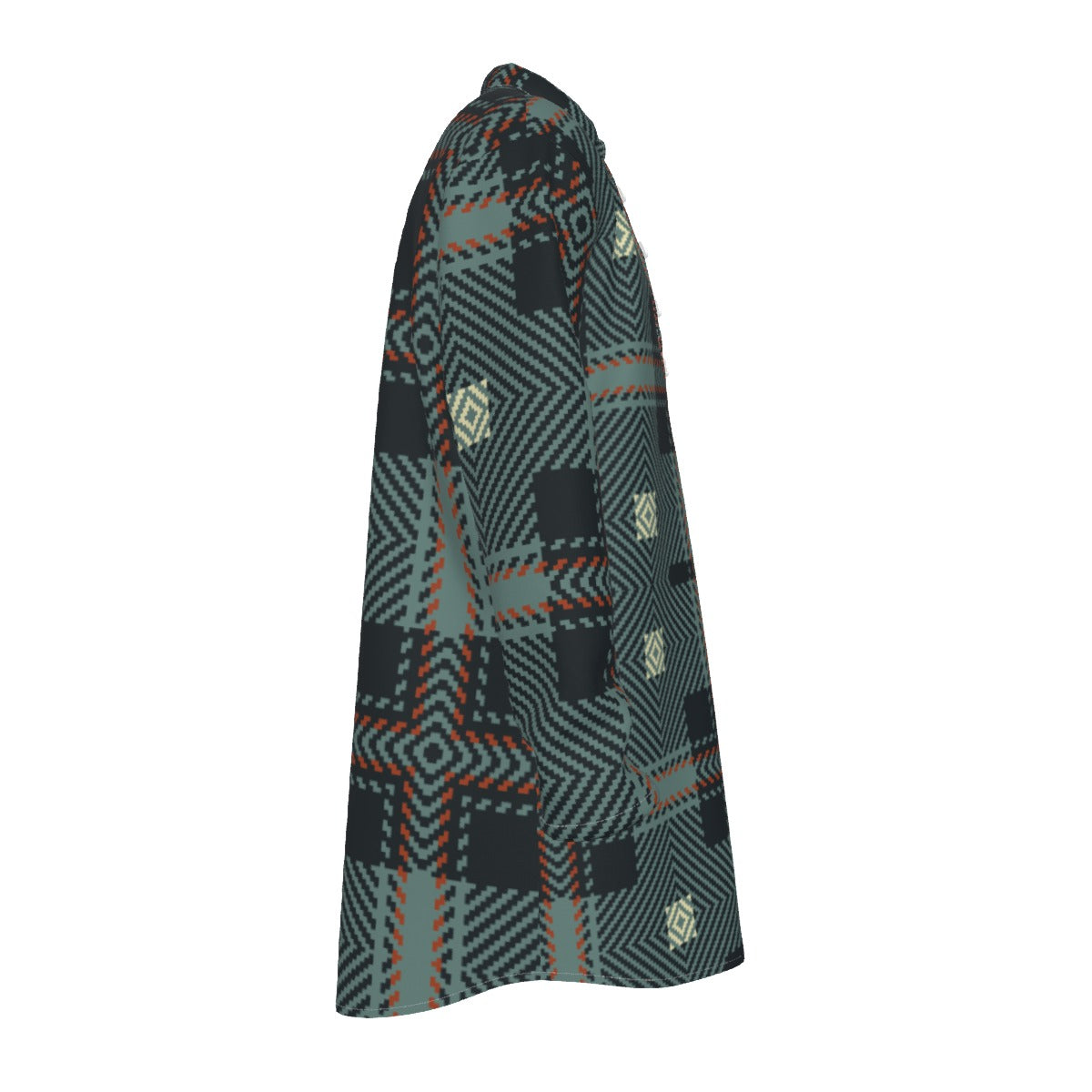 Kurta: All-Over Print Men's Stand-up Collar Long Shirt - Shopzeedeey