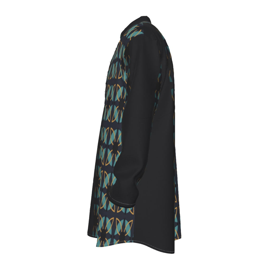 Stylish Kurta for Men - All-Over Print Stand-up Collar Shirt - Shopzeedeey