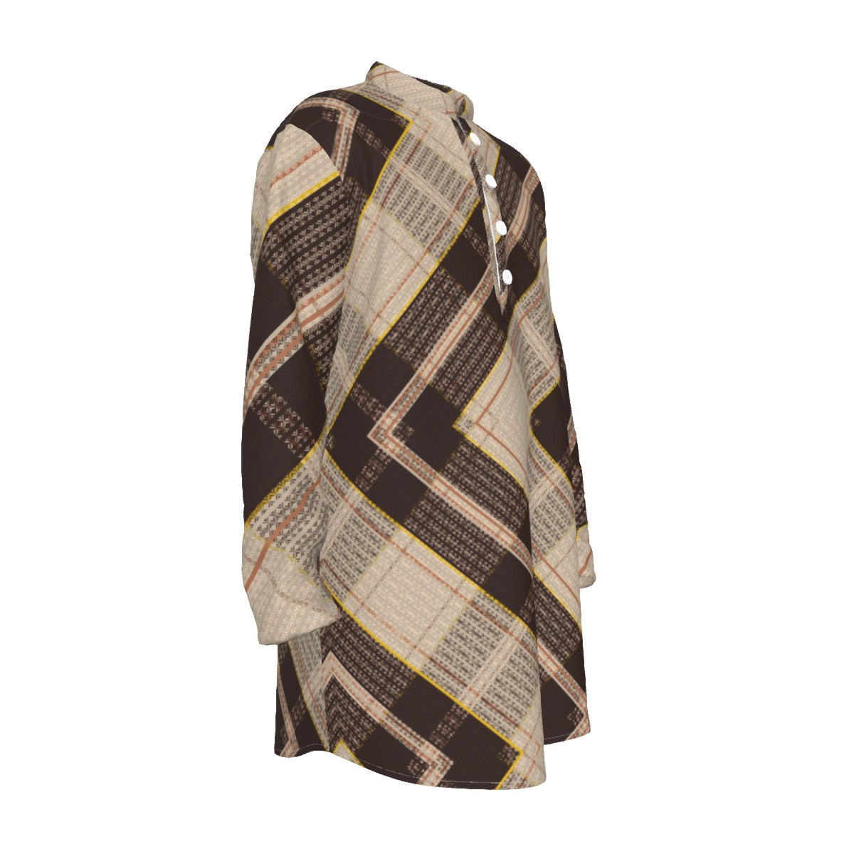 Stylish Kurta: All-Over Print Men's Stand-up Collar Long Shirt - Shopzeedeey