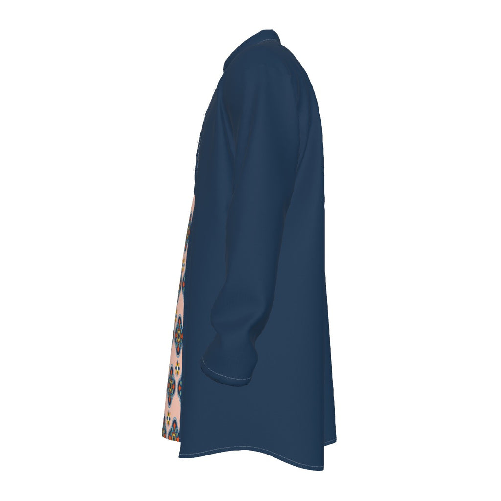 Stylish All-Over Print Men's Kurta with Stand-up Collar - Shopzeedeey