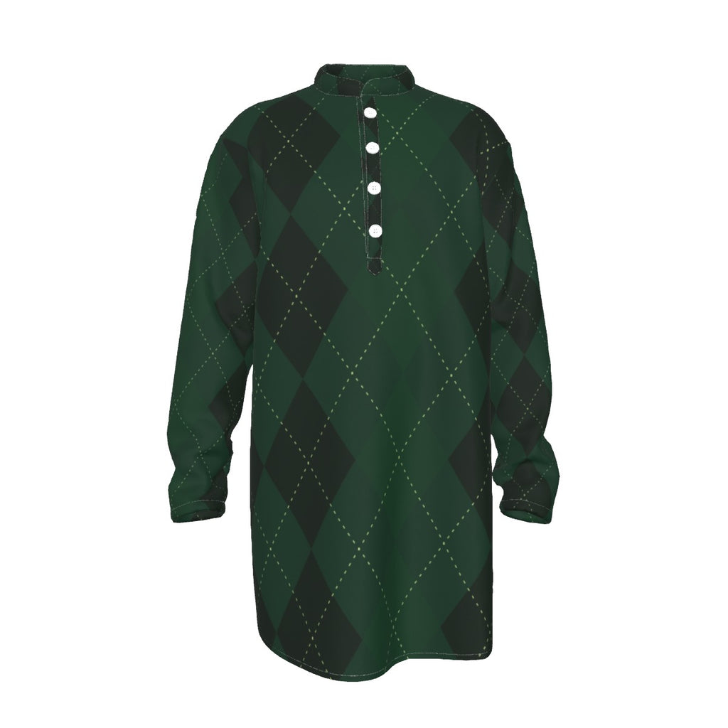 Stylish All-Over Print Men's Stand-Up Collar Long Kurta - Shopzeedeey