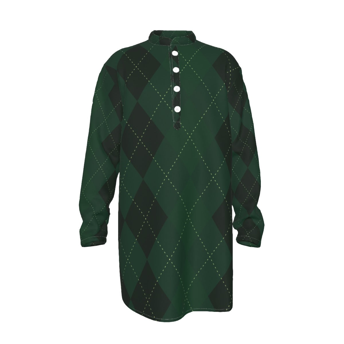 Stylish All-Over Print Men's Stand-Up Collar Long Kurta - Shopzeedeey