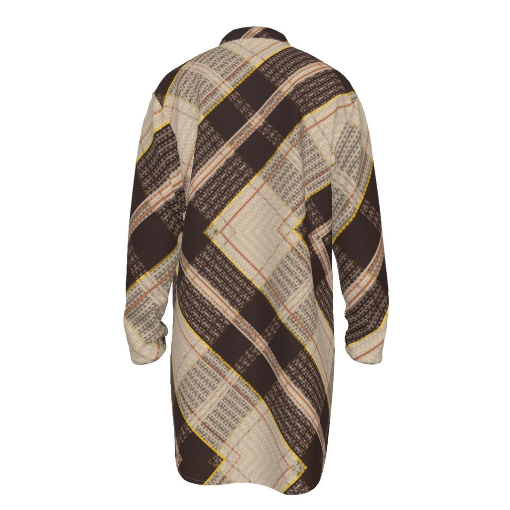 Stylish Kurta: All-Over Print Men's Stand-up Collar Long Shirt - Shopzeedeey