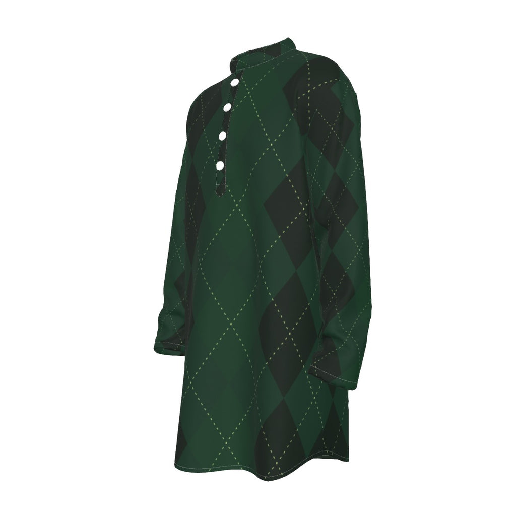 Stylish All-Over Print Men's Stand-Up Collar Long Kurta - Shopzeedeey