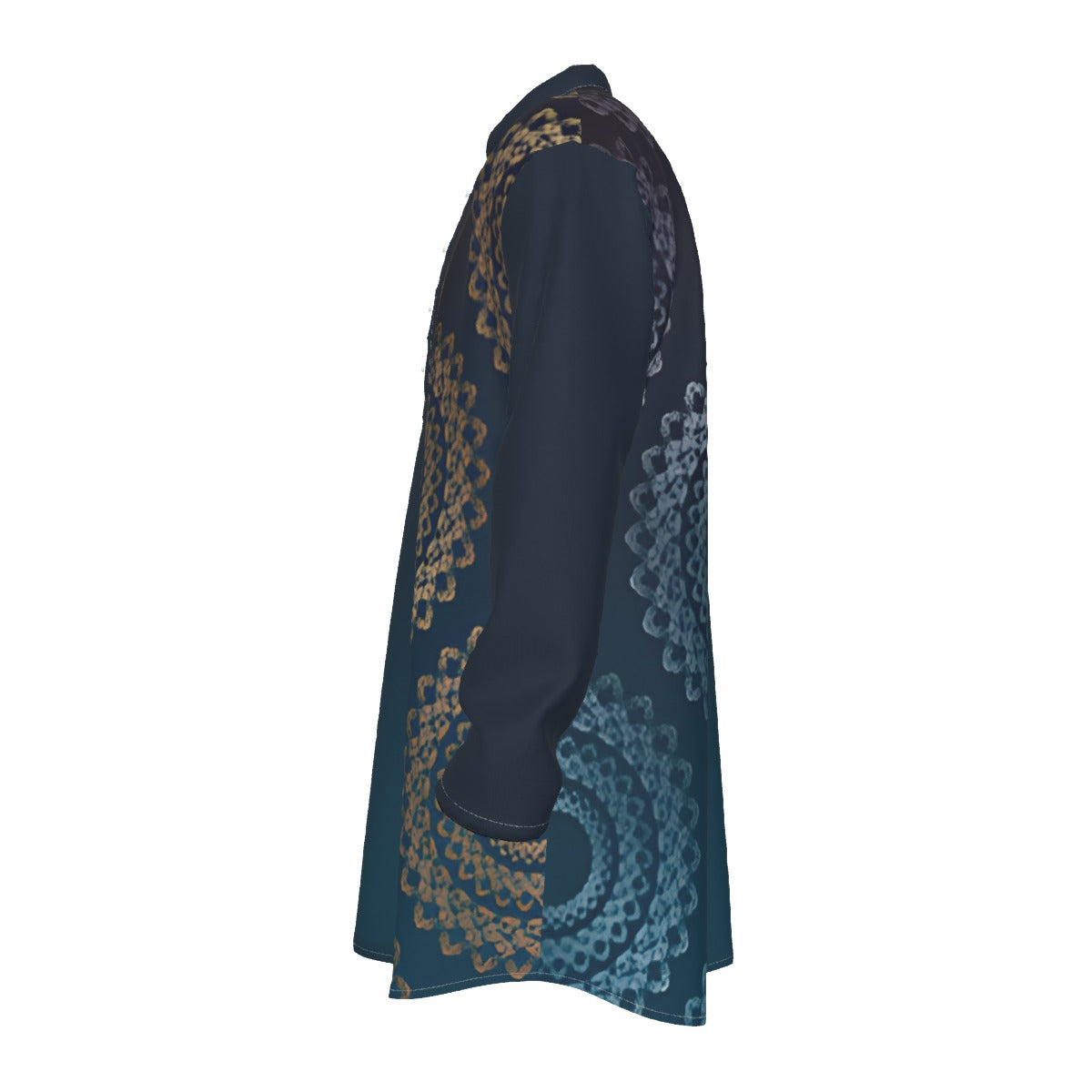 Stylish Kurta for Men: All-Over Print Stand-up Collar Long Shirt - Shopzeedeey
