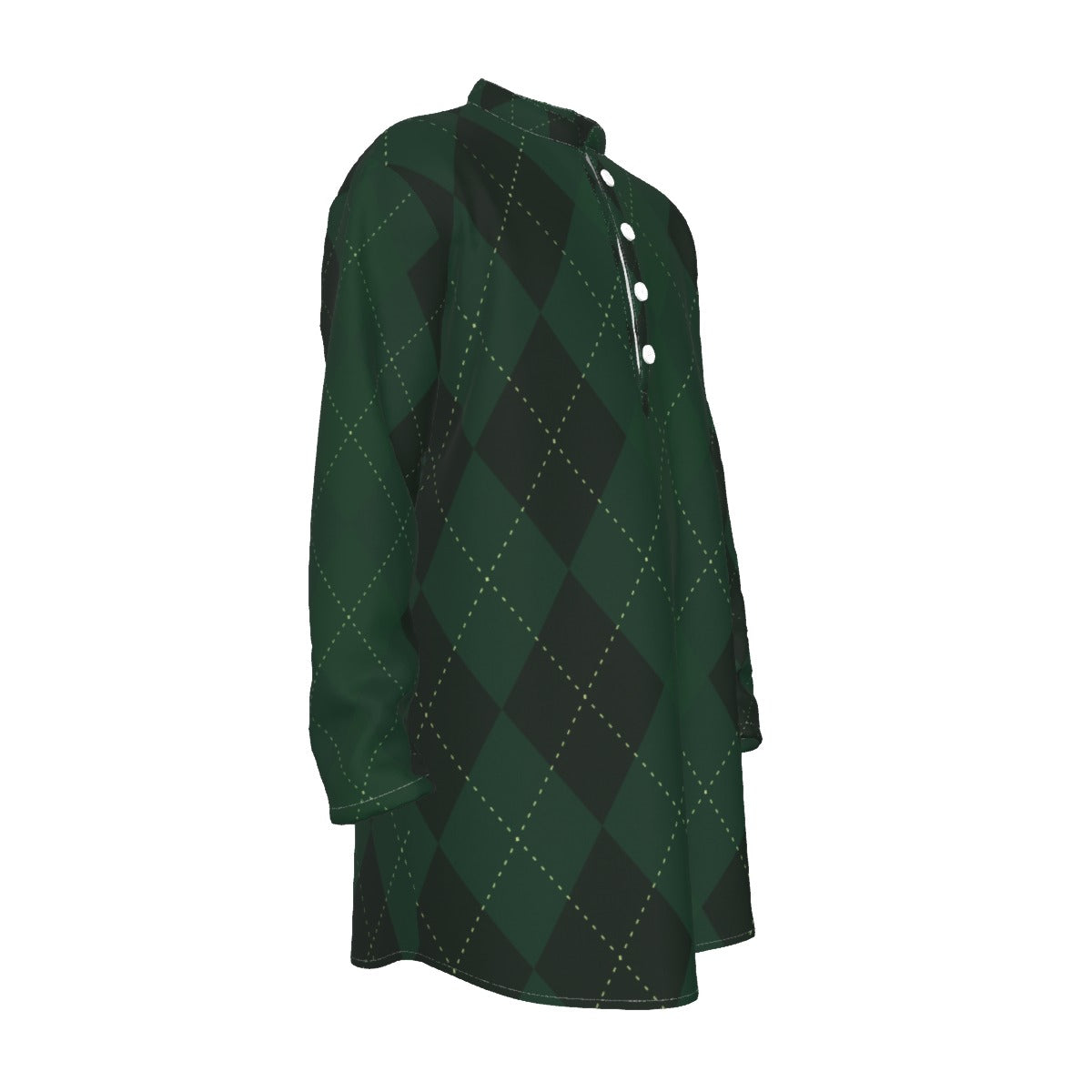Stylish All-Over Print Men's Stand-Up Collar Long Kurta - Shopzeedeey