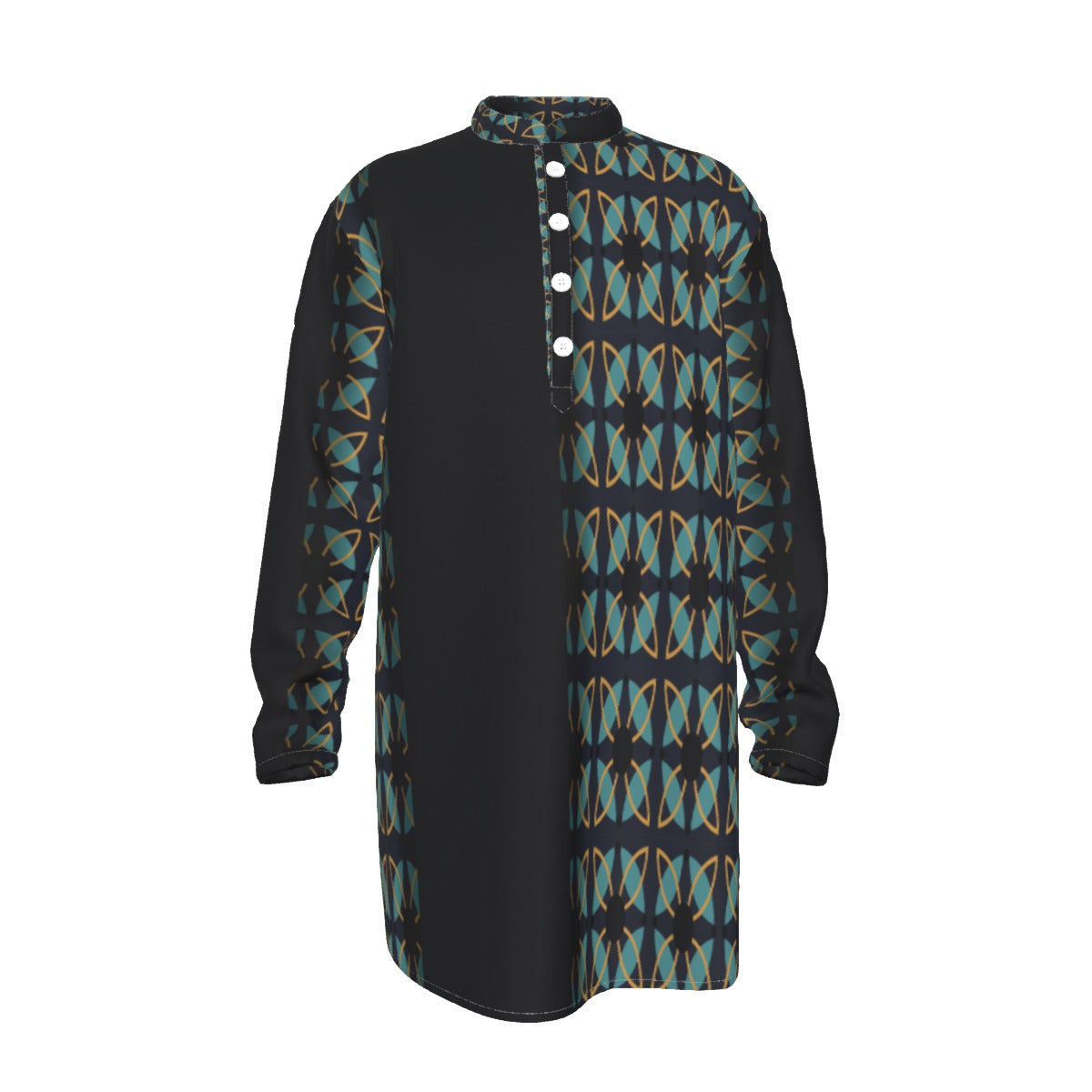 Stylish Kurta for Men - All-Over Print Stand-up Collar Shirt - Shopzeedeey