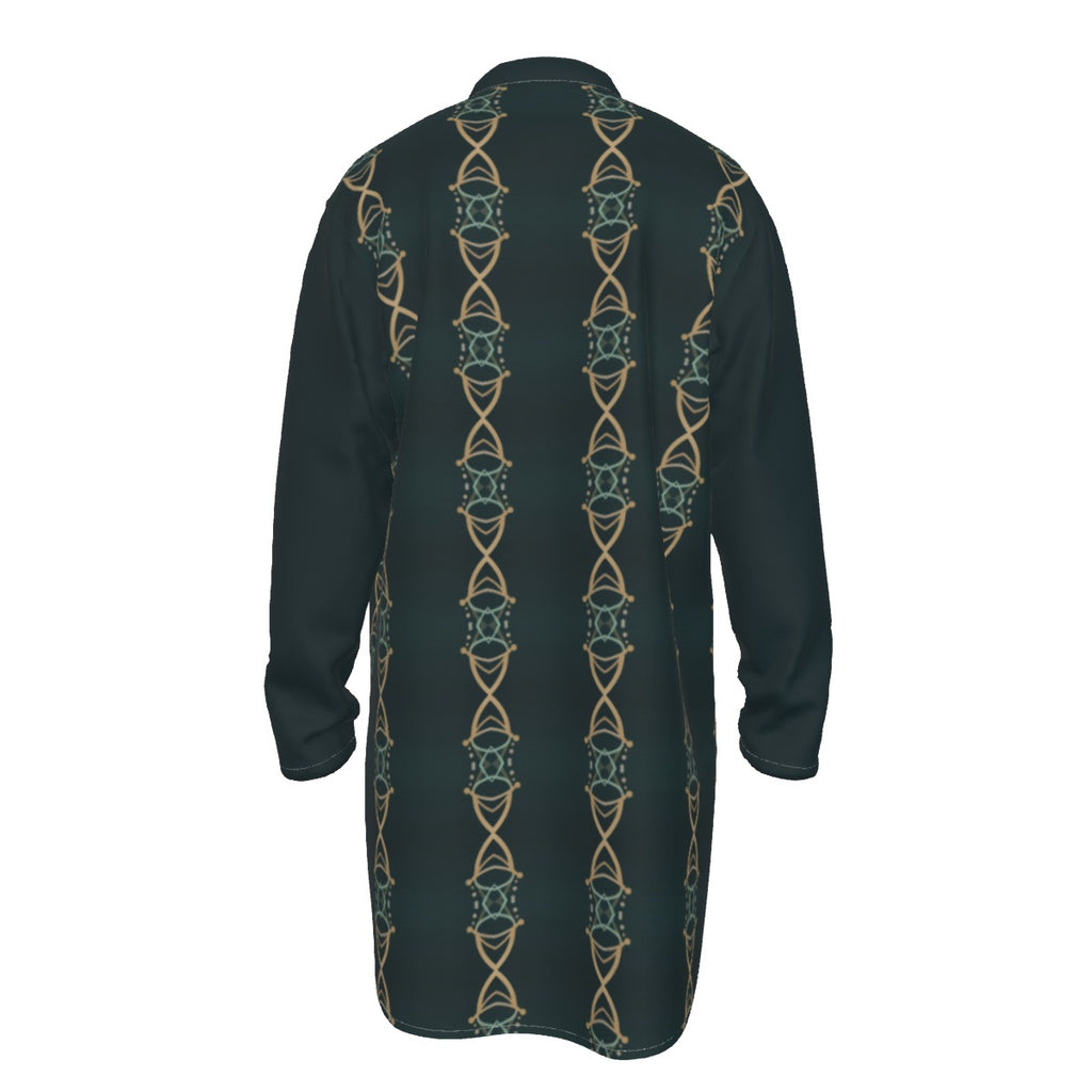 Kurta - All-Over Print Men's Stand-up Collar Long Shirt - Shopzeedeey