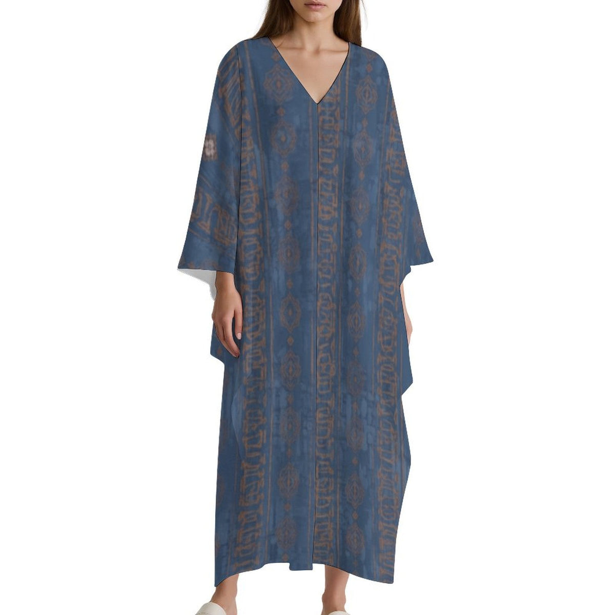 Stylish Kaftan: Design V-Neck Kaftan Dress for Effortless Elegance - Shopzeedeey