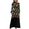 Dress: Design Long Sleeve High Neck Long Dress - Shopzeedeey