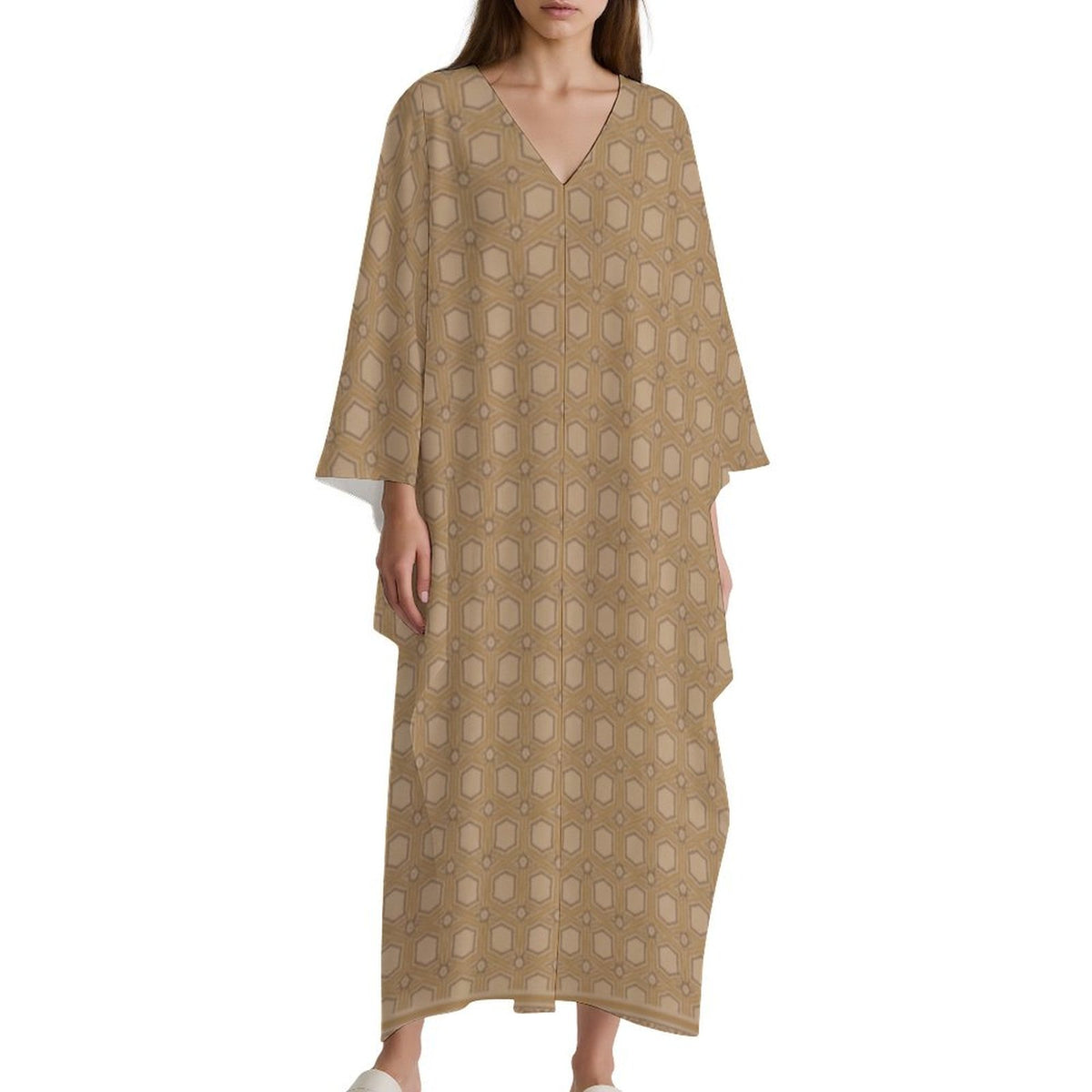 Kaftan V-Neck Dress - Effortless Elegance in Every Wear - Shopzeedeey