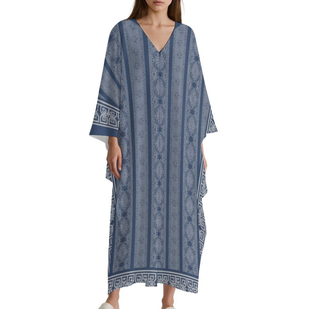 Stylish Kaftan V-Neck Dress for Effortless Elegance - Shopzeedeey