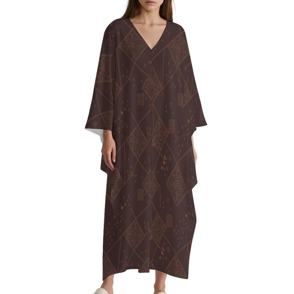 Kaftan V-Neck Dress - Effortless Style and Comfort - Shopzeedeey